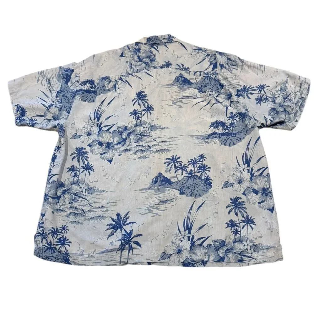 Tommy Bahama Blue Silk Tropical Print Men's Shirt